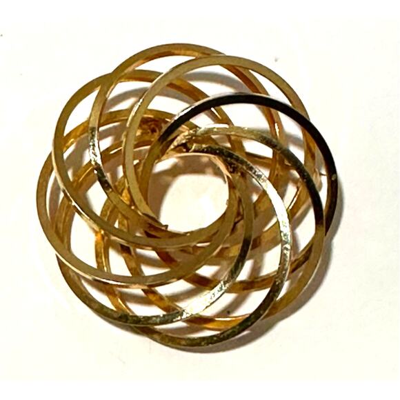 Gold Tone Brooch Pin Abstract Circle Design‎ Statement Jewelry - Picture 1 of 8
